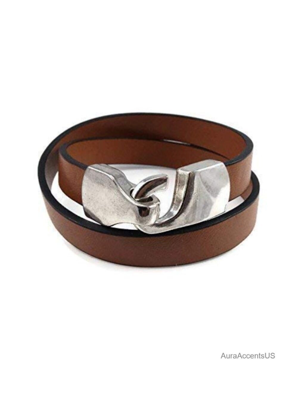 Handmade Tan Leather Wrap Bracelet, Boho Stacking Cuff Jewelry for Women,